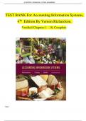 Test Bank And Solution Manual For Accounting Information Systems 4th Edition by Vernon Richardson, Chengyee Chang, Rod Smith || Latest Edition 