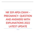 NR 509  EXAM – PREGNANCY- QUESTION AND ANSWERS WITH EXPLANATIONS 2022 LATEST UPDATE