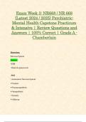 Exam Week 3: NR668 / NR 668 (Latest 2024 / 2025) Psychiatric-Mental Health Capstone Practicum & Intensive | Review Questions and Answers | 100% Correct | Grade A - Chamberlain