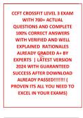 CCFT CROSSFIT LEVEL 3 EXAM WITH 700+ ACTUAL  QUESTIONS AND COMPLETE 100% CORRECT ANSWERS WITH VERIFIED AND WELL EXPLAINED  RATIONALES   ALREADY GRADED A+ BY EXPERTS  | LATEST VERSION 2024 WITH GUARANTEED SUCCESS AFTER DOWNLOAD  ALREADY PASSED!!!!!!! ( PRO