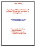 Test Bank for Psychology of Criminal Behaviour A Canadian Perspective, 3rd Edition by Brown (All Chapters included)