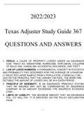 2022/2023 Texas Adjuster Study Guide 367 QUESTIONS AND ANSWERS.