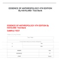 ESSENCE OF ANTHROPOLOGY 4TH EDITION By HAVILAND -Test Bank