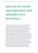 HESI RN EXIT EXAM 800 QUESTIONS AND ANSWERS WITH RATIONALE