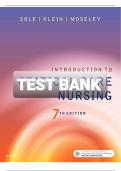 TEST BANK FOR INTRODUCTION TO CRITICAL CARE NURSING, 8TH EDITION, MARY LOU SOLE, DEBORAH KLEIN, MARTHE MOSELEY