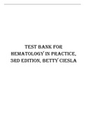 Test Bank for Hematology in Practice, 3rd Edition, Betty Ciesla