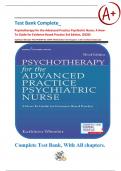 Test Bank Complete; Psychotherapy for the Advanced Practice Psychiatric Nurse: A How-To Guide for Evidence-Based Practice 3rd Edition, (2020) Kathleen Wheeler, All Chapters 1-24| Verified| Rationale