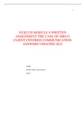 NUR2158 MODULE 8 WRITTEN ASSIGNMENT THE CASE OF MRS G CLIENT CENTRED COMMUNICATION ANSWERS UPDATED 2022