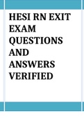 HESI RN EXIT EXAM QUESTIONS AND ANSWERS VERIFIED BY EXPERT TUTOR