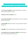 Dental Assistant Final Exam Review.docx  A 100 Questions with 100% Correct Answers UPDATED 2022