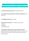 Dental Assisting State Board Exam.docx  A 100 Questions with 100% Correct Answers UPDATED 2022