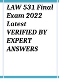 LAW 531 Final Exam  Latest VERIFIED BY EXPERT ANSWERS