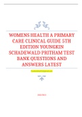 WOMENS HEALTH A PRIMARY CARE CLINICAL GUIDE 5TH EDITION YOUNGKIN SCHADEWALD PRITHAM TEST BANK QUESTIONS AND ANSWERS LATEST