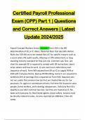 Certified Payroll Professional Exam (CPP) Part 1 | Questions and Correct Answers | Latest Update 2024/2025