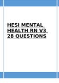 HESI MENTAL HEALTH RN V3 28 QUESTIONS and Answers | Expert Tutor Recommends