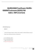 NURS 6560 Final Exam with Answers ( 100/100 Points). CERTIFIED