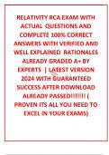 RELATIVITY RCA EXAM WITH ACTUAL  QUESTIONS AND COMPLETE 100% CORRECT ANSWERS WITH VERIFIED AND WELL EXPLAINED  RATIONALES   ALREADY GRADED A+ BY EXPERTS  | LATEST VERSION 2024 WITH GUARANTEED SUCCESS AFTER DOWNLOAD  ALREADY PASSED!!!!!!! ( PROVEN ITS ALL 