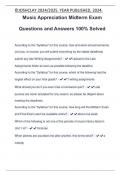 Music Appreciation Midterm Exam Questions and Answers 100% Solved