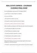 REAL ESTATE EXPRESS - COLORADO CLOSINGS FINAL EXAM QUESTIONS AND ANSWERS 2024