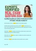 Certified Healthcare Safety Professional (CHSP) 276 Q&A/ Already Graded A+ 