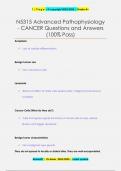 N5315 Advanced Pathophysiology  - CANCER Questions and Answers (100% Pass)