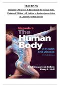 TEST BANK for Memmler's Structure & Function of the Human Body, Enhanced Edition 14th Edition by Barbara Janson Cohen  all Chapters 1-25 fully covered, ISBN:  9781496380500