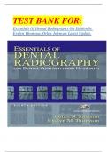 TEST BANK FOR: Essentials Of Dental Radiography 8th Edition By Evelyn Thomson, Orlen Johnson Latest Update.