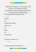 NURS 5315: Exam 3 Concept and  Clinical Conditions (Part I  Cardiovascular System) Questions  and Answers (100% Pass)