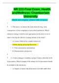 NR 222-Final Exam, Health and Wellness: Chamberlain University