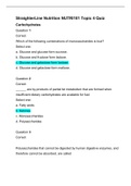 StraighterLine Nutrition NUTRI101 Topic 4 Quiz Carbohydrates