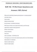 NUR 192 - P2 RLE Exam Questions and Answers 100% Solved