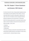 Nur 192: Chapter 11 Exam Questions and Answers 100% Solved