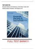 Test Bank For  Financial Markets And Institutions, 14th Edition Author:Jeff Madura,Ohaness Paskelian  All Chapters[1-25]