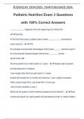 Pediatric Nutrition Exam 3 Questions with 100% Correct Answers