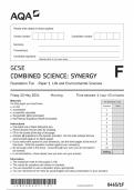 2024 AQA GCSE COMBINED SCIENCE : SYNERGY FOUNDATION PAPER 1 INCLUDING MARK SCHEME