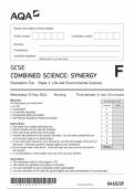 2024 AQA GCSE COMBINED SCIENCE : SYNERGY FOUNDATION PAPER 2 INCLUDING MARK SCHEME