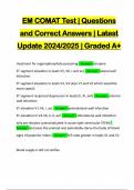 EM COMAT Test | Questions and Correct Answers | Latest Update 2024/2025 | Graded A+