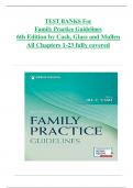 TEST BANK  For Family Practice Guidelines 6th Edition by Cash, Glass and Mullen All Chapters 1-23 fully covered, ISBN:9780826173546