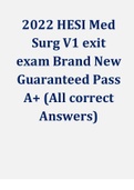 2022 HESI Med Surg V1 exit exam (100%Actual Exam)Brand New Guaranteed Pass A+ (All correct Answers)