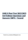 (WGU C213) AMLS Post Test 2022/2023 3rd Edition Questions and Answers 100% |  AMLS EXAM - 50 Post Test Questions And Answers 100% Verified | WGU C213 (AMLS Test Questions with correct Answers 100%) | WGU C213 Final Exam | WGU C213 Final Exam Study Guide 2