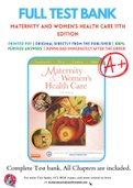 Test Bank for Maternity and Women's Health Care 11th Edition By Deitra Lowdermilk Chapter 1-37 Complete Guide A+