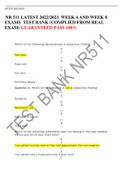 NR 511 LATEST 2022/2023  WEEK 4 AND WEEK 8 EXAMS  TEST BANK (COMPLIED FROM REAL EXAM) GUARANTEED PASS 100%