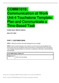 COMM1010: Communication at Work Unit 4 Touchstone Template: Plan and Communicate a Time-Based Task