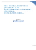 HESI MENTAL HEALTH RN QUESTIONS ANDANSWERS FROM V1-V3 (FROM 2019-2023)TESTBANKS AND ACTUAL EXAMS RATED A 