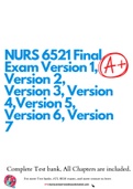 NURS 6521 Final Exam Version 1, Version 2, Version 3, Version 4,Version 5, Version 6, Version 7