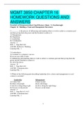 MGMT 3850 CHAPTER 16 HOMEWORK QUESTIONS AND ANSWERS