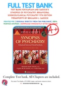 Test Bank For Kaplan and Sadock's Synopsis of Psychiatry: Behavioral Sciences/Clinical Psychiatry 11th Edition 9781609139711 by Benjamin J. Sadock Chapter 1-37 Complete Guide .