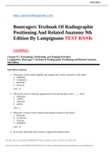 Test Bank for Bontragers Textbook of Radiographic Positioning and Related Anatomy 10th Edition by Lampignano