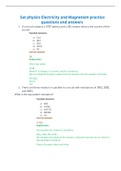 Sat physics Electricity and Magnetism practice questions and correct answers 2022/2023