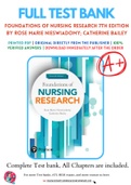 Test Bank for Foundations of Nursing Research 7th Edition By Rose Marie Nieswiadomy; Catherine Bailey Chapter 1-20 Complete Guide A+